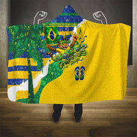 Brazil Football World Champions 2026 Hooded Blanket Brasil Futebol - Jaguar Mascot - Vibrant Carnival Style