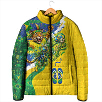 Brazil Football World Champions 2026 Padded Jacket Brasil Futebol - Jaguar Mascot - Vibrant Carnival Style