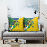 Brazil Football World Champions 2026 Pillow Cover Brasil Futebol - Jaguar Mascot - Vibrant Carnival Style