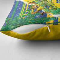 Brazil Football World Champions 2026 Pillow Cover Brasil Futebol - Jaguar Mascot - Vibrant Carnival Style