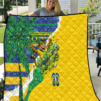 Brazil Football World Champions 2026 Quilt Brasil Futebol - Jaguar Mascot - Vibrant Carnival Style