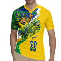 Brazil Football World Champions 2026 Rugby Jersey Brasil Futebol - Jaguar Mascot - Vibrant Carnival Style