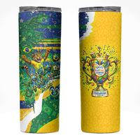 Brazil Football World Champions 2026 Skinny Tumbler Brasil Futebol - Jaguar Mascot - Vibrant Carnival Style