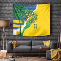 Brazil Football World Champions 2026 Tapestry Brasil Futebol - Jaguar Mascot - Vibrant Carnival Style
