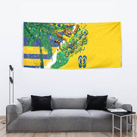 Brazil Football World Champions 2026 Tapestry Brasil Futebol - Jaguar Mascot - Vibrant Carnival Style