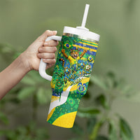 Brazil Football World Champions 2026 Tumbler With Handle Brasil Futebol - Jaguar Mascot - Vibrant Carnival Style