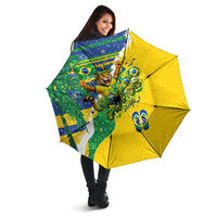 Brazil Football World Champions 2026 Umbrella Brasil Futebol - Jaguar Mascot - Vibrant Carnival Style