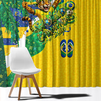 Brazil Football World Champions 2026 Window Curtain Brasil Futebol - Jaguar Mascot - Vibrant Carnival Style