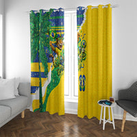 Brazil Football World Champions 2026 Window Curtain Brasil Futebol - Jaguar Mascot - Vibrant Carnival Style