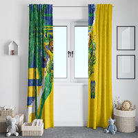 Brazil Football World Champions 2026 Window Curtain Brasil Futebol - Jaguar Mascot - Vibrant Carnival Style