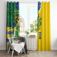 Brazil Football World Champions 2026 Window Curtain Brasil Futebol - Jaguar Mascot - Vibrant Carnival Style