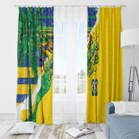 Brazil Football World Champions 2026 Window Curtain Brasil Futebol - Jaguar Mascot - Vibrant Carnival Style