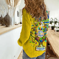 Brazil Football World Champions 2026 Women Casual Shirt Brasil Futebol - Jaguar Mascot - Vibrant Carnival Style