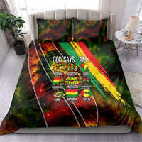 Juneteenth God Says I Am Christian Freedom Bedding Set Pan African Flag Colors Tie Dye Galaxy