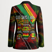 Juneteenth God Says I Am Christian Freedom Blazer Pan African Flag Colors Tie Dye Galaxy