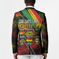 Juneteenth God Says I Am Christian Freedom Blazer Pan African Flag Colors Tie Dye Galaxy