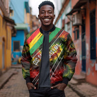 Juneteenth God Says I Am Christian Freedom Bomber Jacket Pan African Flag Colors Tie Dye Galaxy