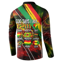 Juneteenth God Says I Am Christian Freedom Button Sweatshirt Pan African Flag Colors Tie Dye Galaxy