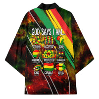 Juneteenth God Says I Am Christian Freedom Kimono Pan African Flag Colors Tie Dye Galaxy