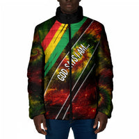 Juneteenth God Says I Am Christian Freedom Padded Jacket Pan African Flag Colors Tie Dye Galaxy