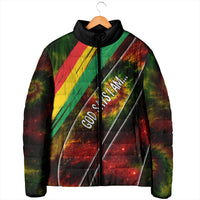 Juneteenth God Says I Am Christian Freedom Padded Jacket Pan African Flag Colors Tie Dye Galaxy