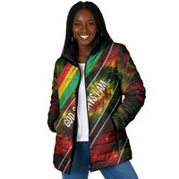 Juneteenth God Says I Am Christian Freedom Padded Jacket Pan African Flag Colors Tie Dye Galaxy