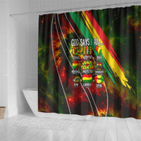 Juneteenth God Says I Am Christian Freedom Shower Curtain Pan African Flag Colors Tie Dye Galaxy