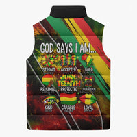 Juneteenth God Says I Am Christian Freedom Sleeveless Puffer Jacket Pan African Flag Colors Tie Dye Galaxy