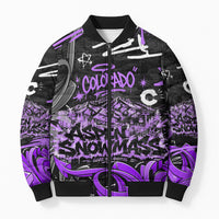 Personalized Colorado Aspen Snowmass Red Rocks Bomber Puffer Jacket Urban Graffiti Paint Splatter Street Art