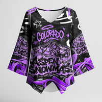 Personalized Colorado Aspen Snowmass Red Rocks Kimono Sleeve Blouse Urban Graffiti Paint Splatter Street Art