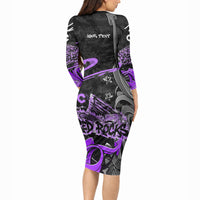 Personalized Colorado Aspen Snowmass Red Rocks Long Sleeve Bodycon Dress Urban Graffiti Paint Splatter Street Art
