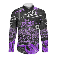 Personalized Colorado Aspen Snowmass Red Rocks Long Sleeve Button Shirt Urban Graffiti Paint Splatter Street Art