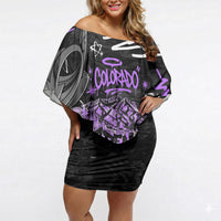 Personalized Colorado Aspen Snowmass Red Rocks Off Shoulder Short Dress Urban Graffiti Paint Splatter Street Art
