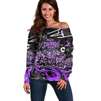 Personalized Colorado Aspen Snowmass Red Rocks Off Shoulder Sweater Urban Graffiti Paint Splatter Street Art