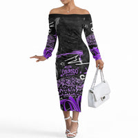 Personalized Colorado Aspen Snowmass Red Rocks Off The Shoulder Long Sleeve Dress Urban Graffiti Paint Splatter Street Art