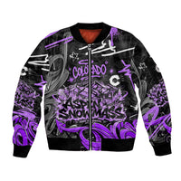 Personalized Colorado Aspen Snowmass Red Rocks Sleeve Zip Bomber Jacket Urban Graffiti Paint Splatter Street Art