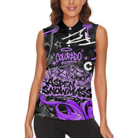 Personalized Colorado Aspen Snowmass Red Rocks Women Sleeveless Polo Shirt Urban Graffiti Paint Splatter Street Art