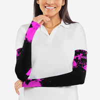 Pink Paint Splatter Design Arm Sleeves with Bowling Graphic and Custom Team Name Text - Wonder Print Shop