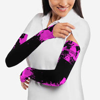 Pink Paint Splatter Design Arm Sleeves with Bowling Graphic and Custom Team Name Text - Wonder Print Shop
