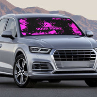 Pink Paint Splatter Design Auto Sun Shade with Bowling Graphic and Custom Team Name Text - Wonder Print Shop