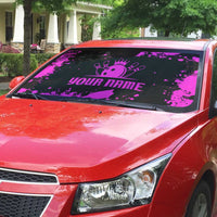 Pink Paint Splatter Design Auto Sun Shade with Bowling Graphic and Custom Team Name Text - Wonder Print Shop