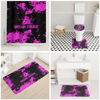 Pink Paint Splatter Design Bathroom Set with Bowling Graphic and Custom Team Name Text - Wonder Print Shop