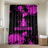 Pink Paint Splatter Design Bathroom Set with Bowling Graphic and Custom Team Name Text - Wonder Print Shop