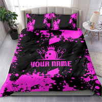 Pink Paint Splatter Design Bedding Set with Bowling Graphic and Custom Team Name Text - Wonder Print Shop
