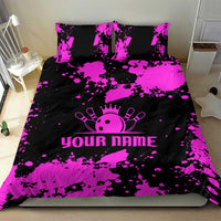 Pink Paint Splatter Design Bedding Set with Bowling Graphic and Custom Team Name Text - Wonder Print Shop