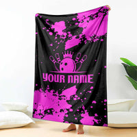 Pink Paint Splatter Design Blanket with Bowling Graphic and Custom Team Name Text - Wonder Print Shop