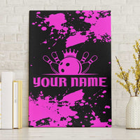 Pink Paint Splatter Design Canvas Wall Art with Bowling Graphic and Custom Team Name Text - Wonder Print Shop
