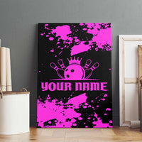 Pink Paint Splatter Design Canvas Wall Art with Bowling Graphic and Custom Team Name Text - Wonder Print Shop