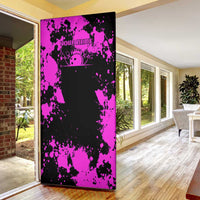 Pink Paint Splatter Design Door Cover with Bowling Graphic and Custom Team Name Text - Wonder Print Shop