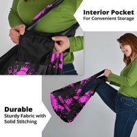 Pink Paint Splatter Design Grocery Bag with Bowling Graphic and Custom Team Name Text - Wonder Print Shop